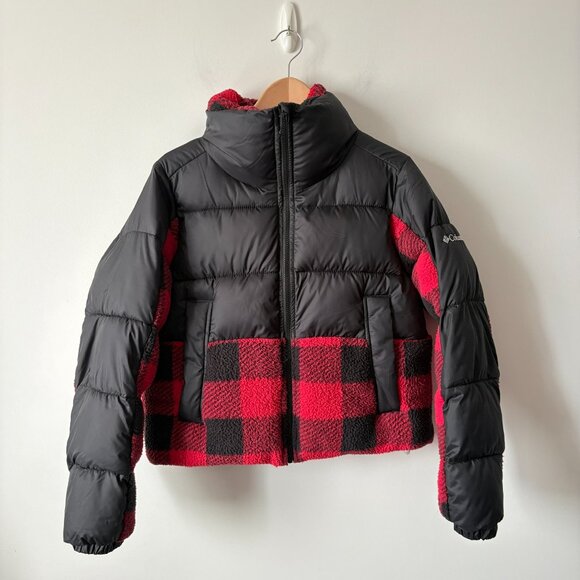 Columbia Leadbetter Point Sherpa Hybrid Cropped Puffer Jacket Coat Medium - Picture 5 of 9